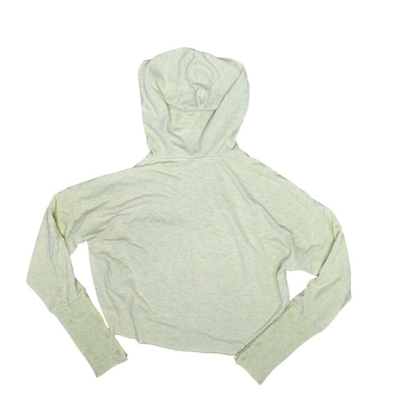 Nike Dri-Fit Womens Light Yellow Hooded Crop Top Long Sleeve sweater Small - Picture 3 of 6